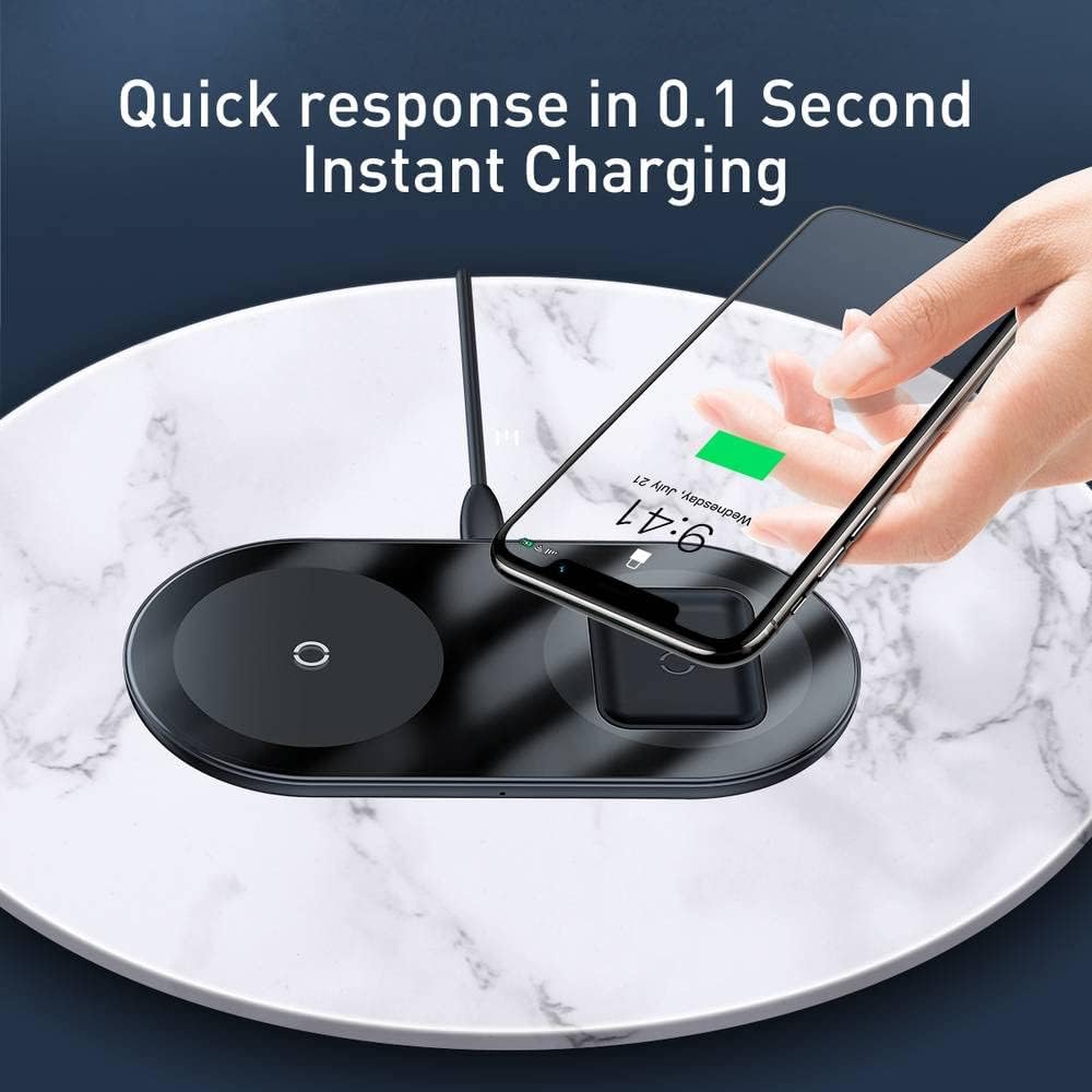 Baseus Simple 2in1 Wireless Charger 18W Max - Black, SEAPIPH5-05 Baseus Simple 2in1 Wireless Charger 18W Max - Black, SEAPIPH5-05